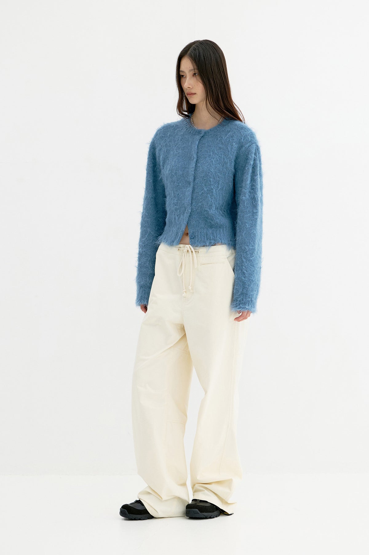 Coor - Fuzzy Cropped Cardigan (Blue) product image 3 | TRAB K-Fashion Australia