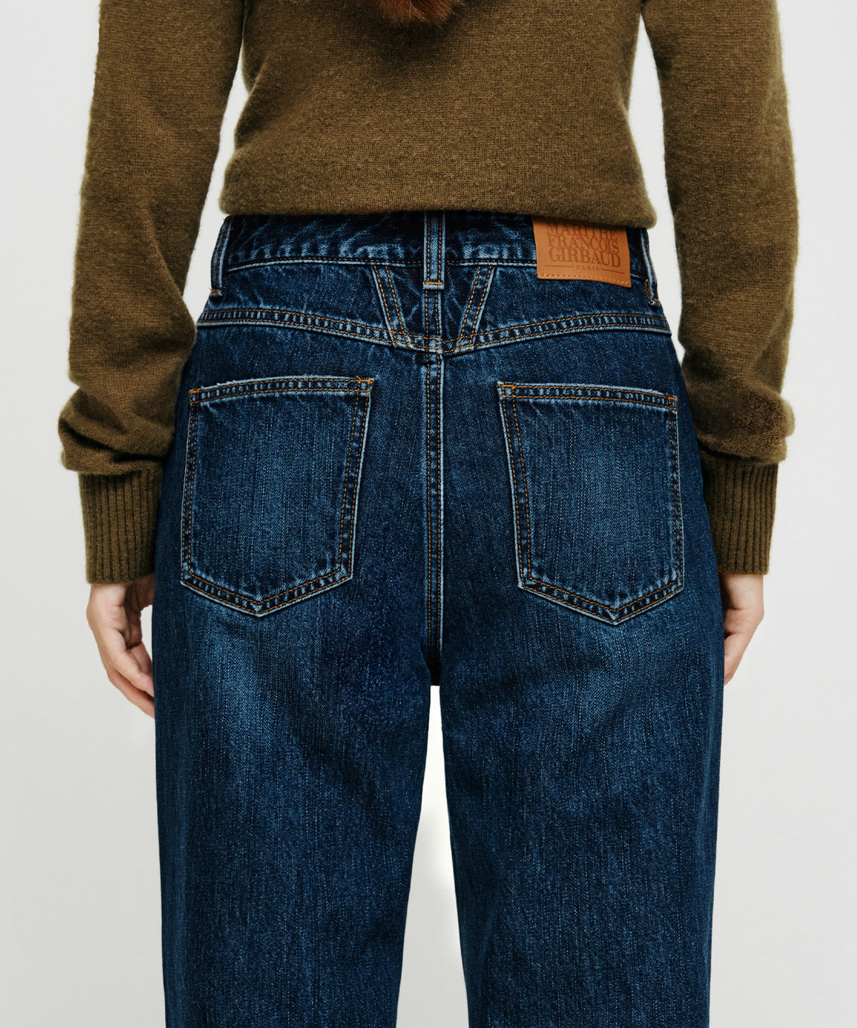 Marithe & Francois Girbaud - [Pre-order – Ships 19 Oct] Straight Damaged Slub Melange Denim Pants (Dark Blue) product image 2 | TRAB K-Fashion Australia