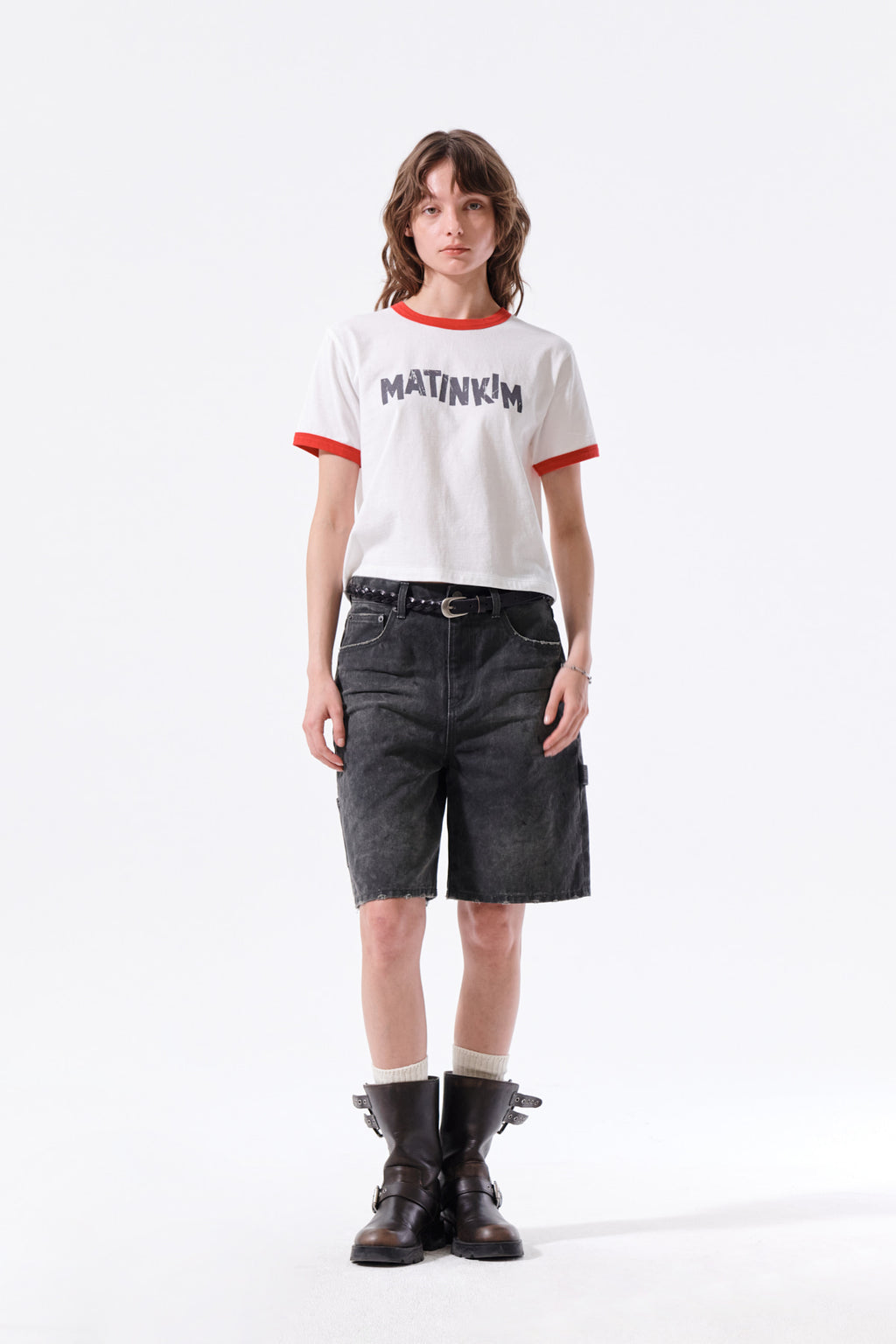 Matin Kim - Matin Logo Ringer Crop Top (White) product image 8 | TRAB K-Fashion Australia
