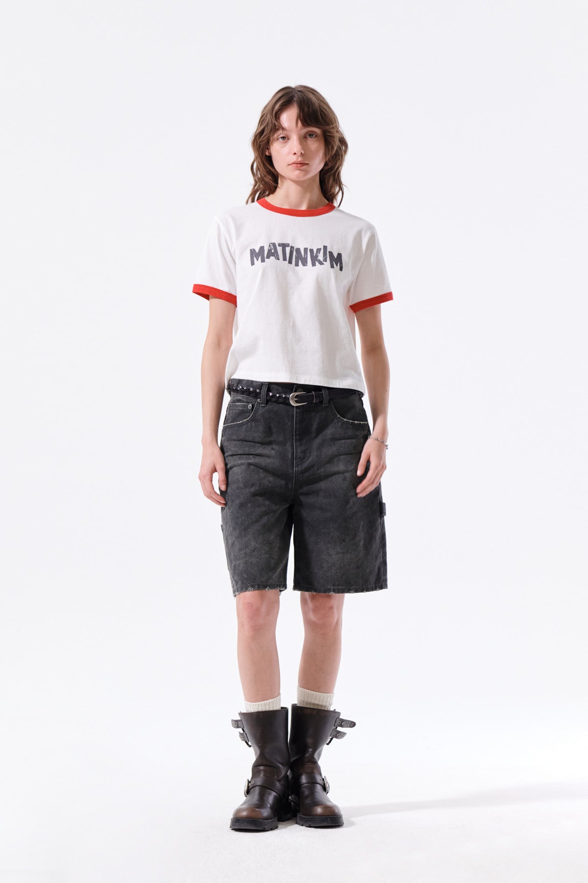 Matin Kim - Matin Logo Ringer Crop Top (White) product image 8 | TRAB K-Fashion Australia