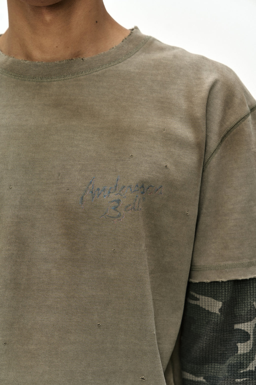 Andersson Bell - Distress Layered Long Sleeve T-Shirt (beige) (Beige) product image 4 | TRAB K-Fashion Australia