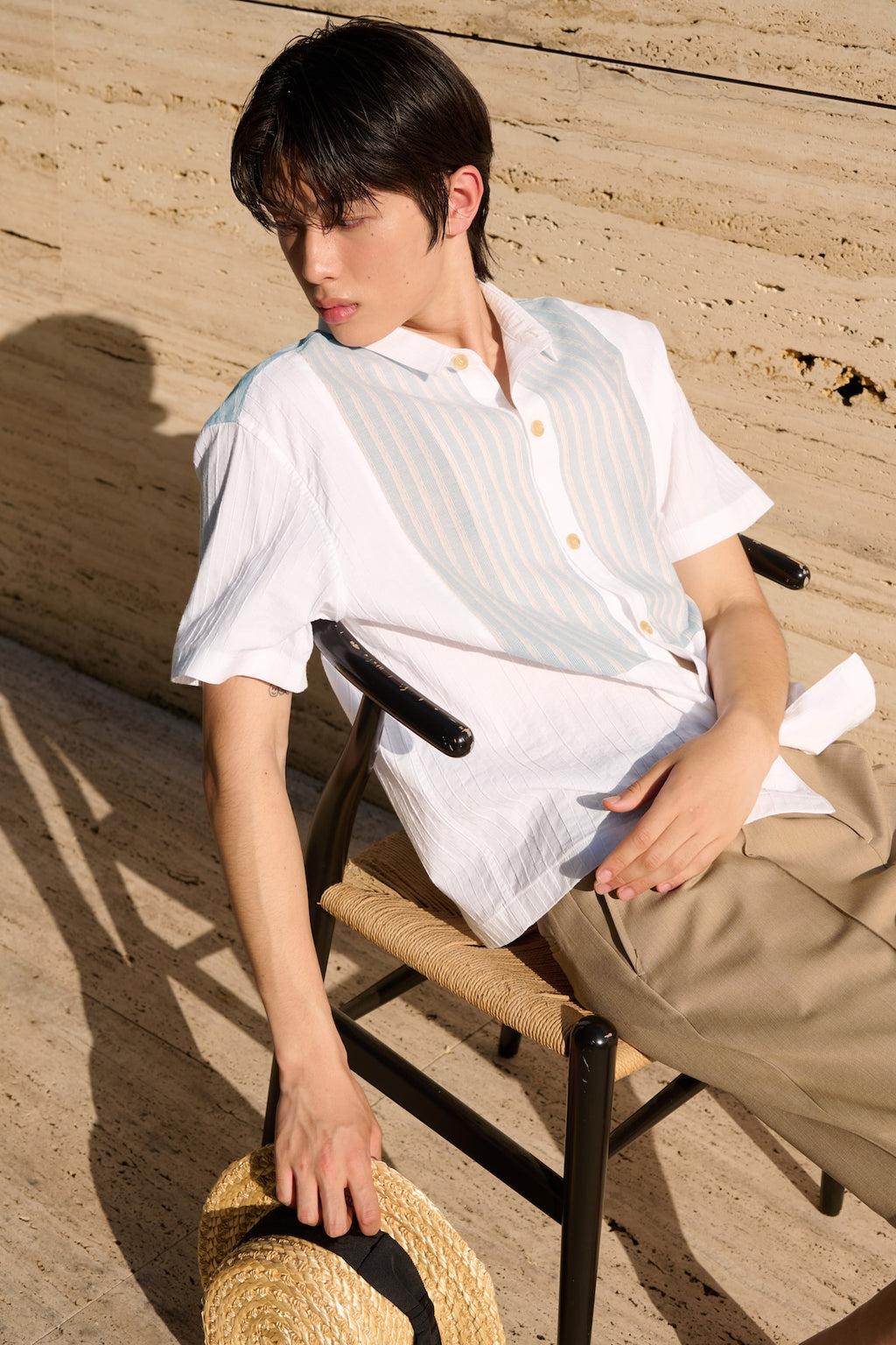 STU - Stripe Panel Shirt (White) product image 14 | TRAB K-Fashion Australia