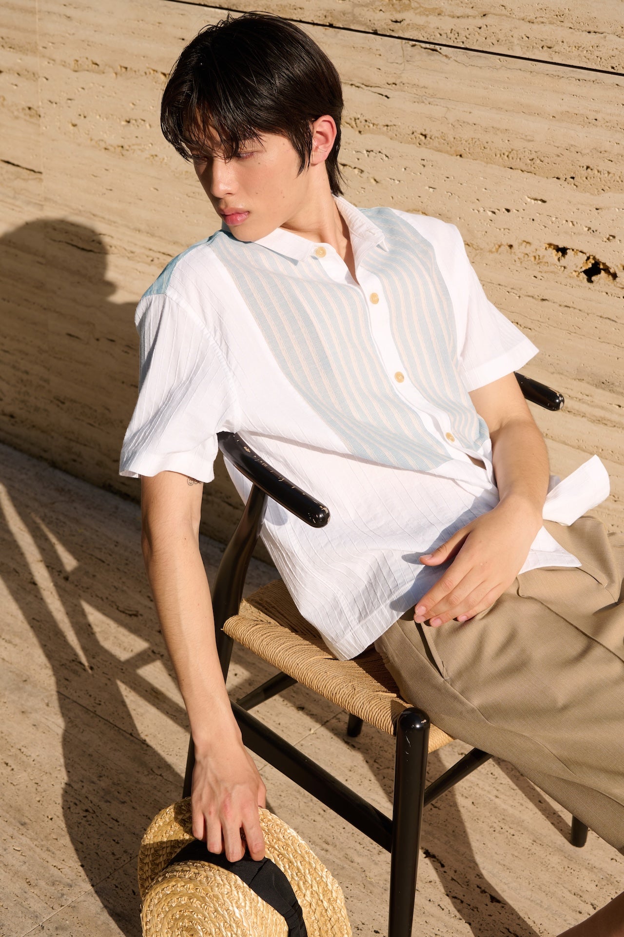 STU - Stripe Panel Shirt (White) product image 14 | TRAB K-Fashion Australia