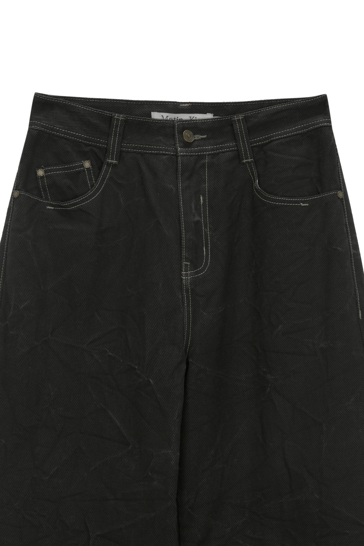 Matin Kim - Pigment Washed Denim Pants (Khaki Brown) product image 3 | TRAB K-Fashion Australia