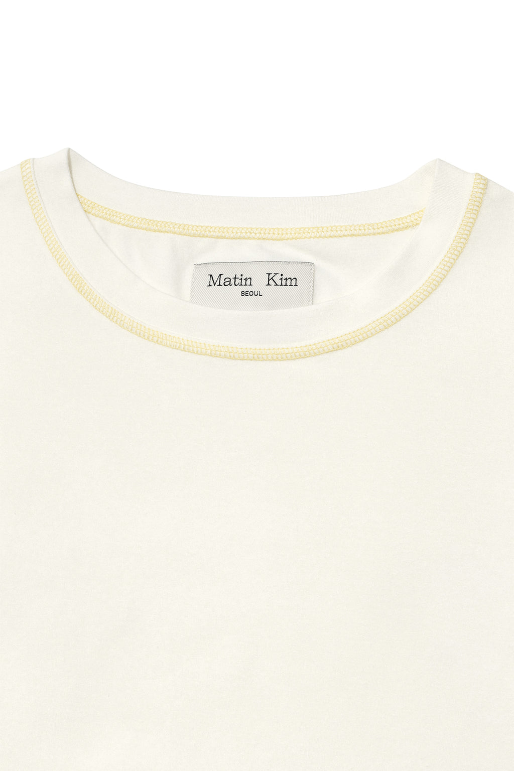 Matin Kim - Three Quarter Logo Slim Top (White) product image 3 | TRAB K-Fashion Australia