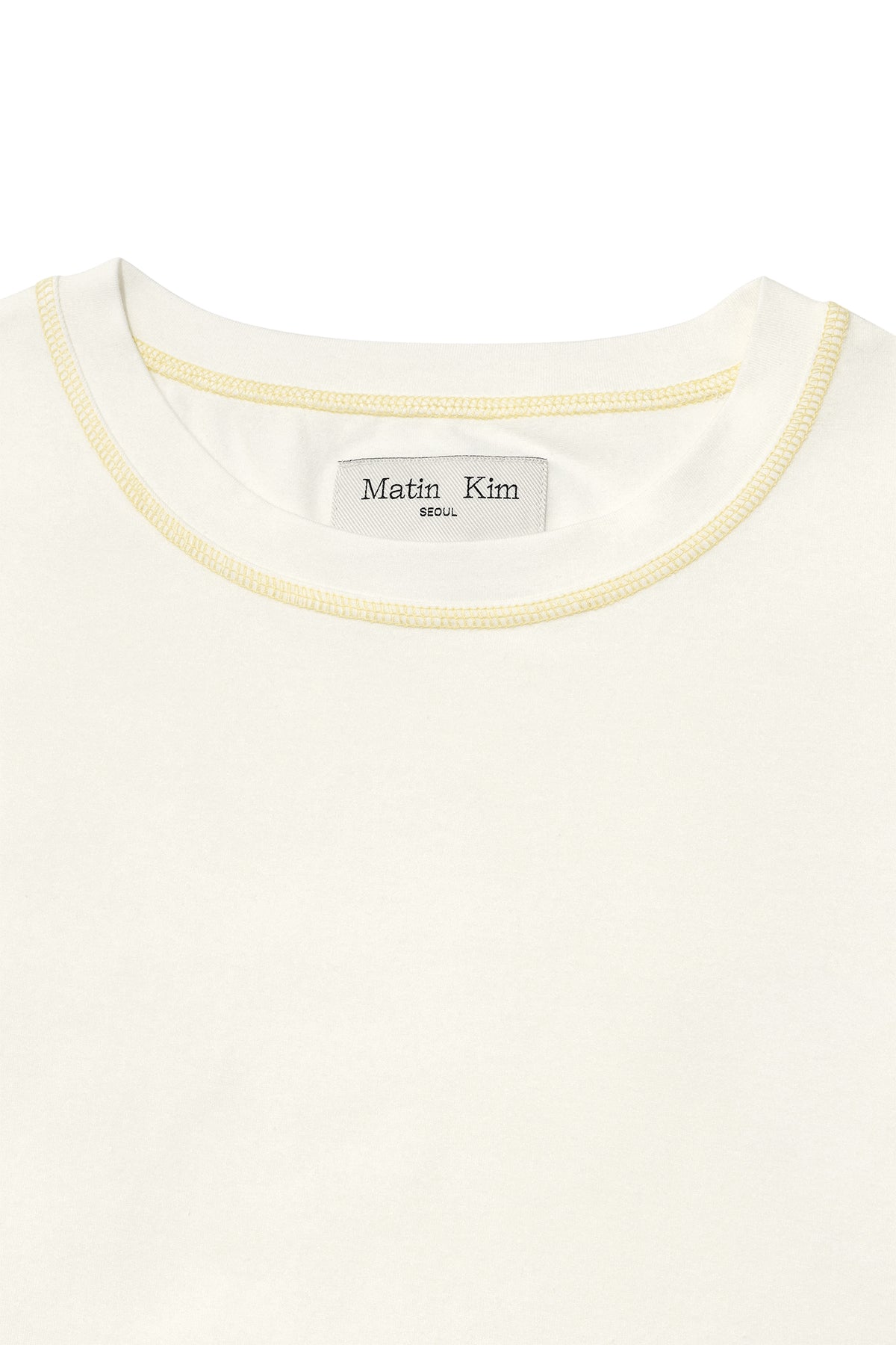 Matin Kim - Three Quarter Logo Slim Top (White) product image 3 | TRAB K-Fashion Australia