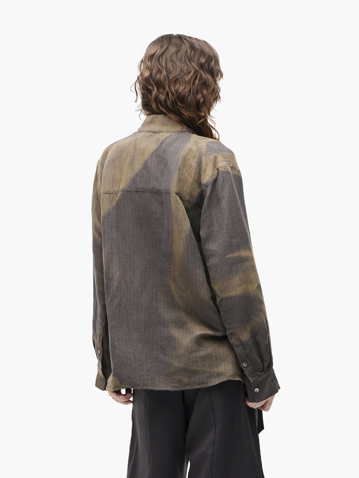 Jiyong Kim - Sun-Bleached Drape Shirt (Khaki) product image 5 | TRAB K-Fashion Australia