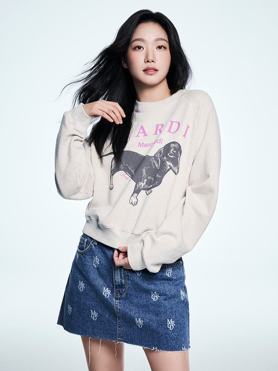 Mardi Mercredi - Sweatshirt Raglan Ddanji (Oatmeal Pink) product image 1 | TRAB K-Fashion Australia
