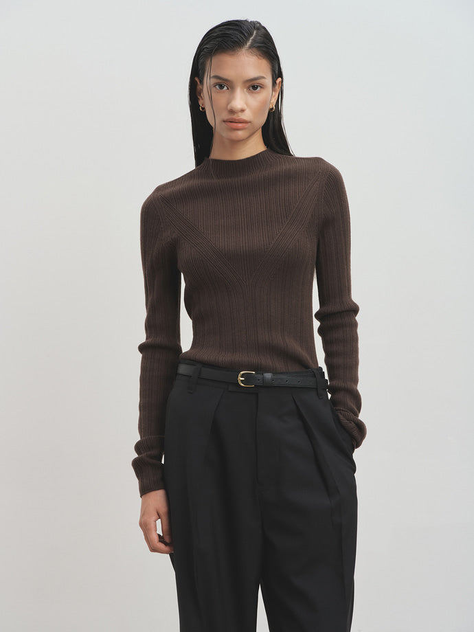 Tonywack - Wool Slim-Fit High-Neck Top (Brown) product image 5 | TRAB K-Fashion Australia