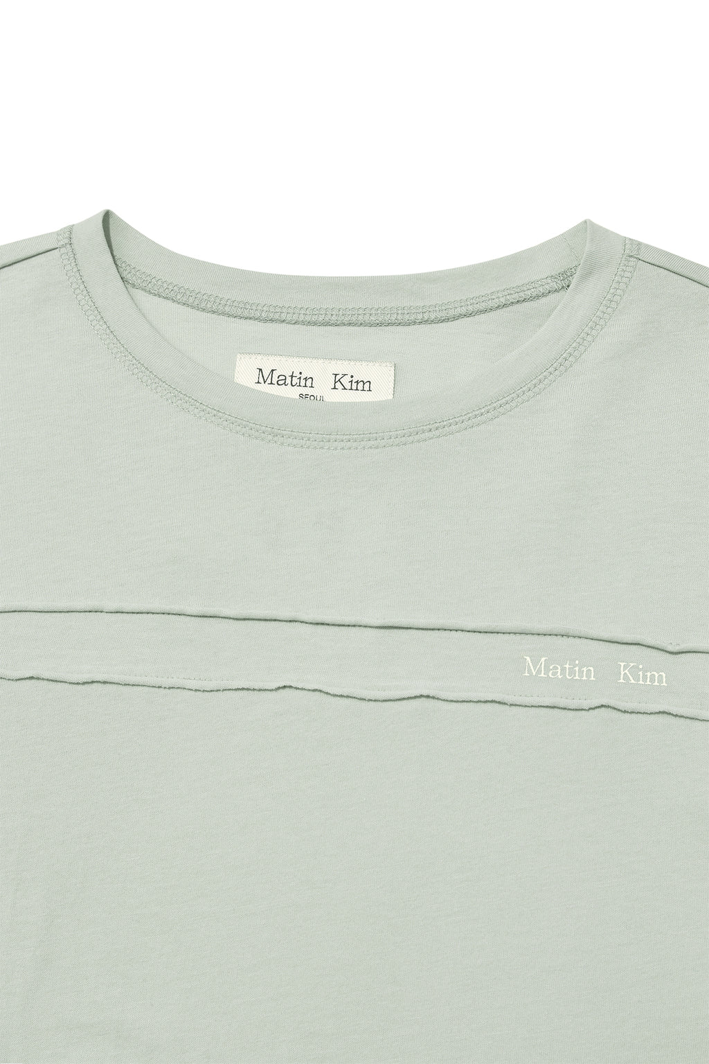 Matin Kim - Cut Line Detail Long Sleeve Logo Top (Mint) product image 3 | TRAB K-Fashion Australia