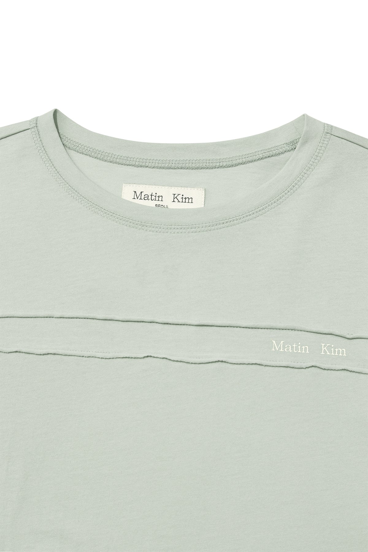 Matin Kim - Cut Line Detail Long Sleeve Logo Top (Mint) product image 3 | TRAB K-Fashion Australia