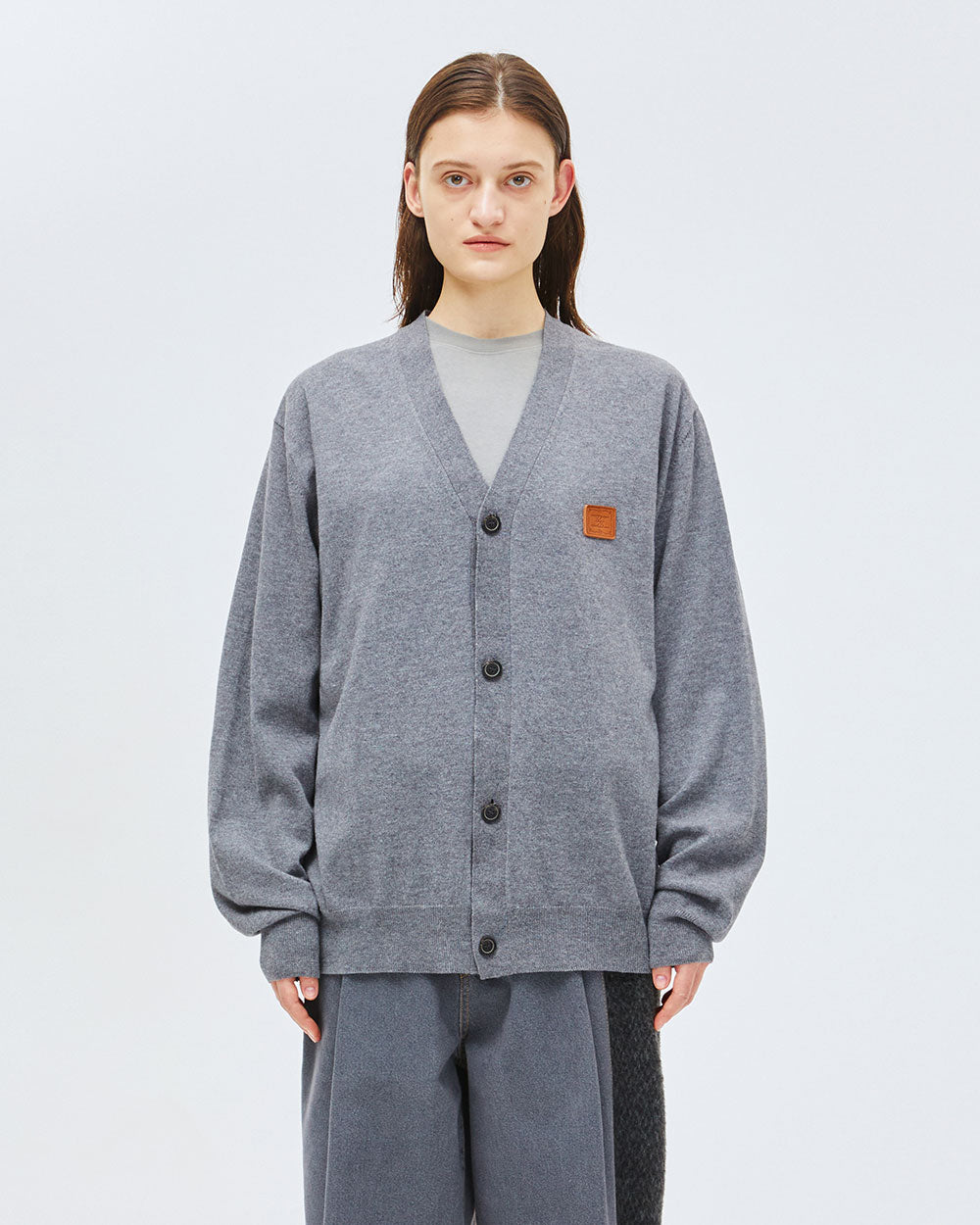Ader Error - Decal logo cardigan (Grey) product image 1 | TRAB K-Fashion Australia