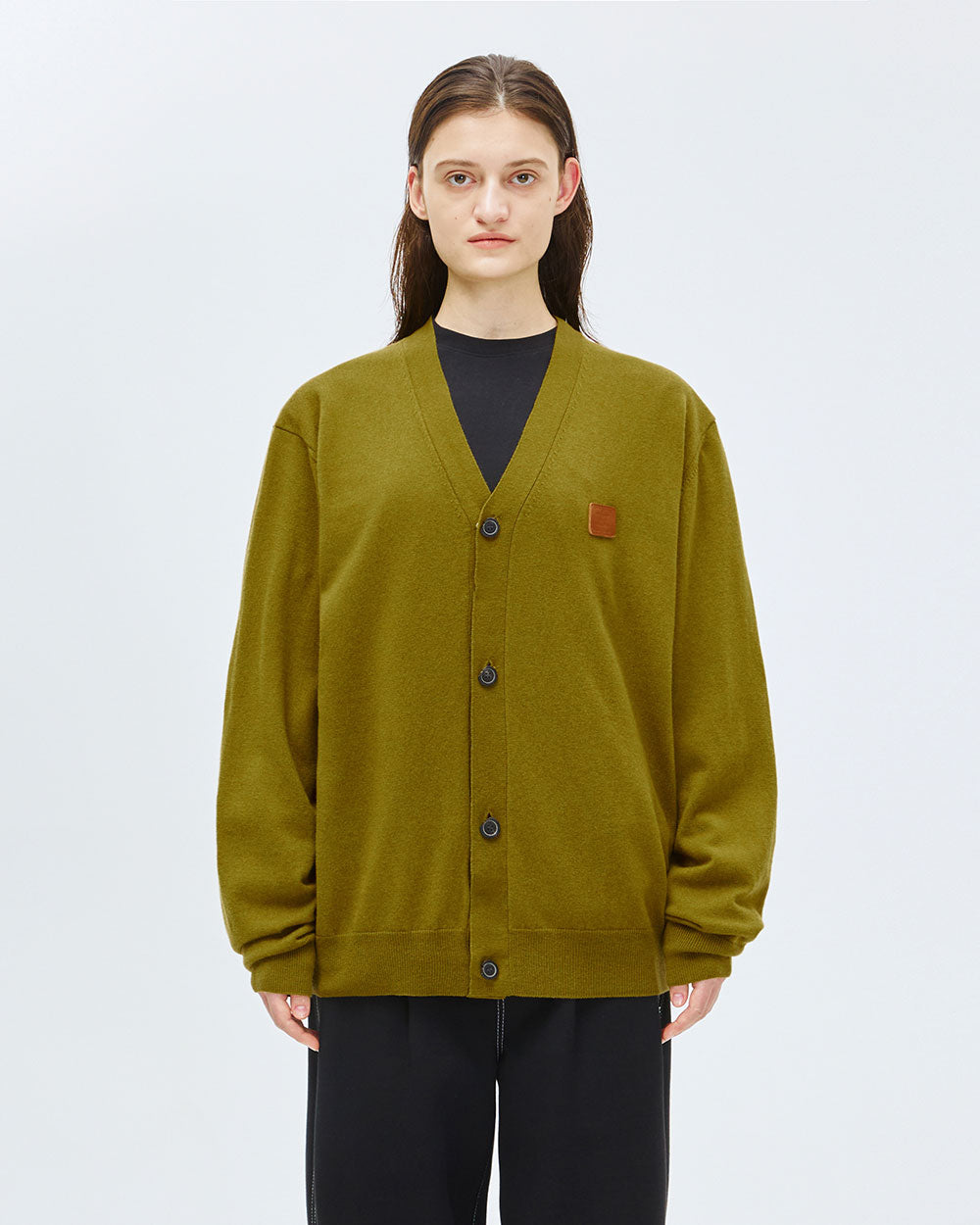 Ader Error - Decal logo cardigan (Khaki) product image 1 | TRAB K-Fashion Australia