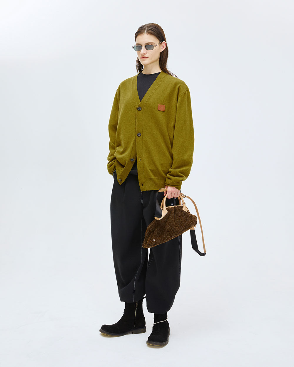 Ader Error - Decal logo cardigan (Khaki) product image 4 | TRAB K-Fashion Australia