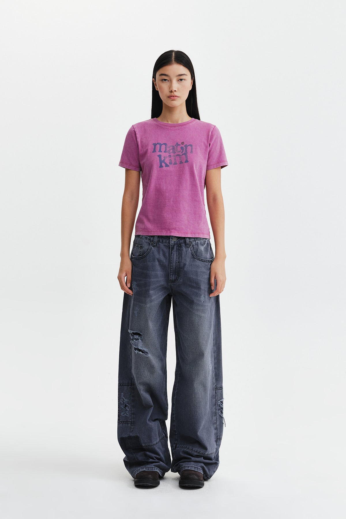 Matin Kim - Shadow Distressed Wide Denim Pants (Blue) product image 6 | TRAB K-Fashion Australia