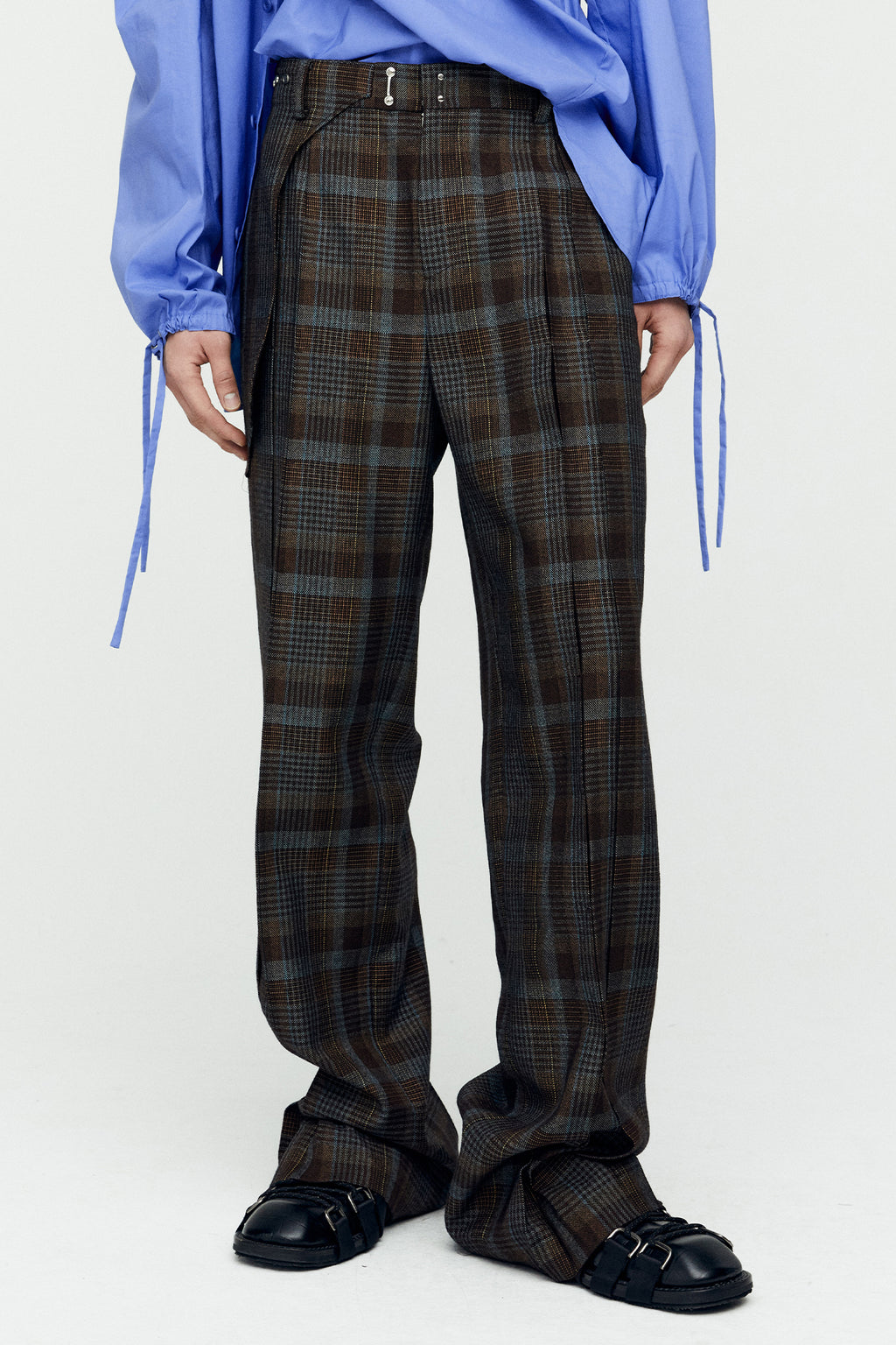 Andersson Bell - Soe Check Wrap Trousers (Brown) product image 3 | TRAB K-Fashion Australia