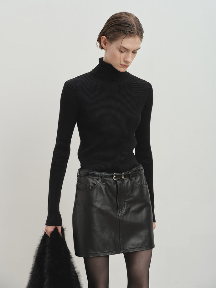 Tonywack - Lamb Leather Mini Skirt (Black) product image 6 | TRAB K-Fashion Australia
