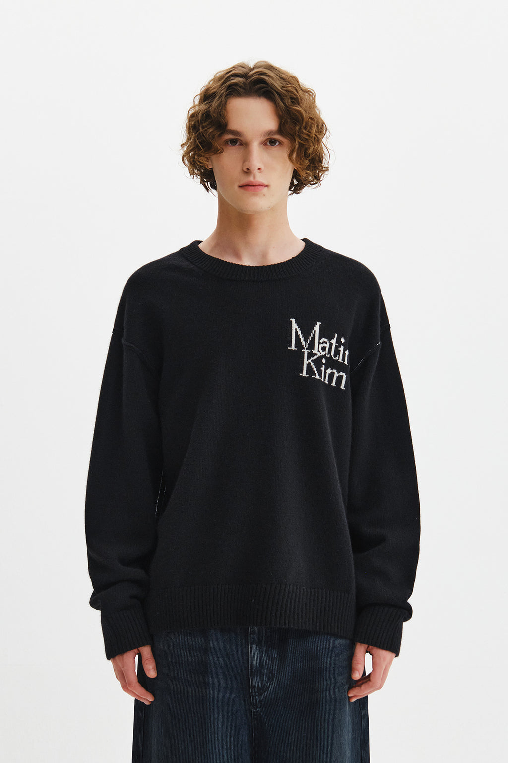 Matin Kim - Grid Logo Cashmere Blended Knit Pullover (Black) product image 7 | TRAB K-Fashion Australia