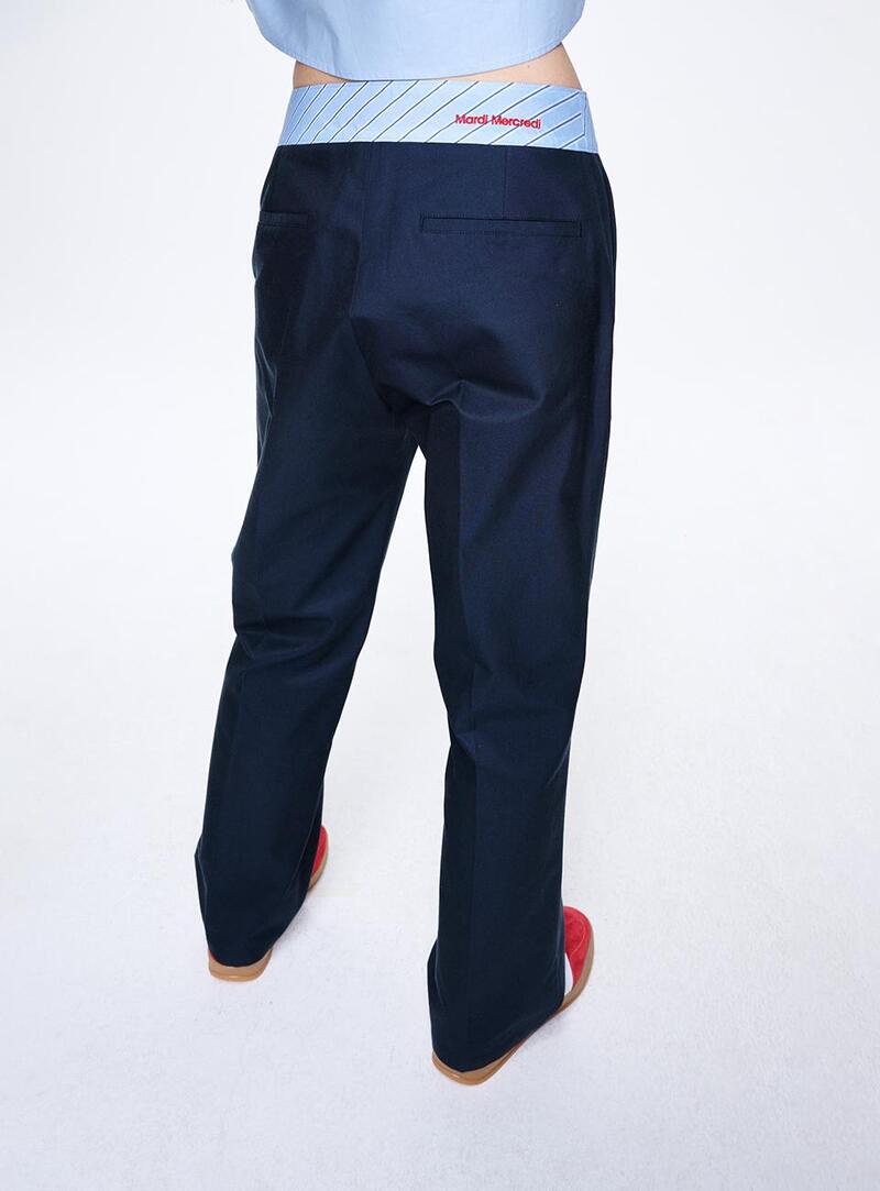 Mardi Mercredi - Boyfriend Work Pants (Navy Red) product image 1 | TRAB K-Fashion Australia