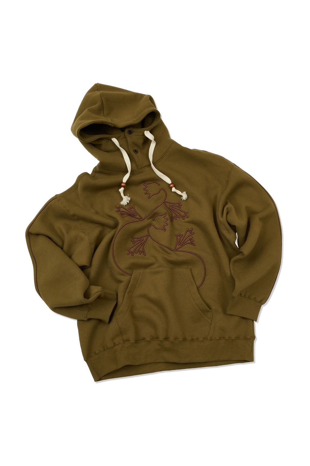 Ioedle - Pasqueflower Three-Dimensional Embroidery Hood (Olive) product image 1 | TRAB K-Fashion Australia