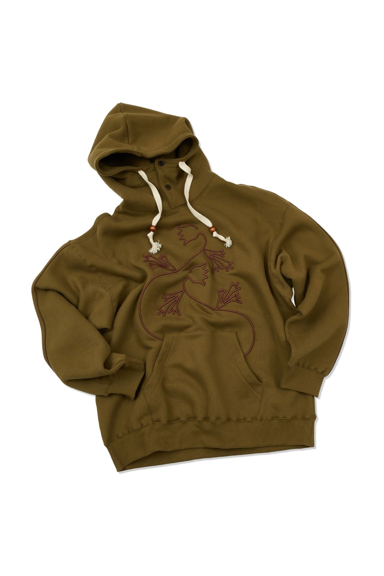 Ioedle - Pasqueflower Three-Dimensional Embroidery Hood (Olive) product image 1 | TRAB K-Fashion Australia