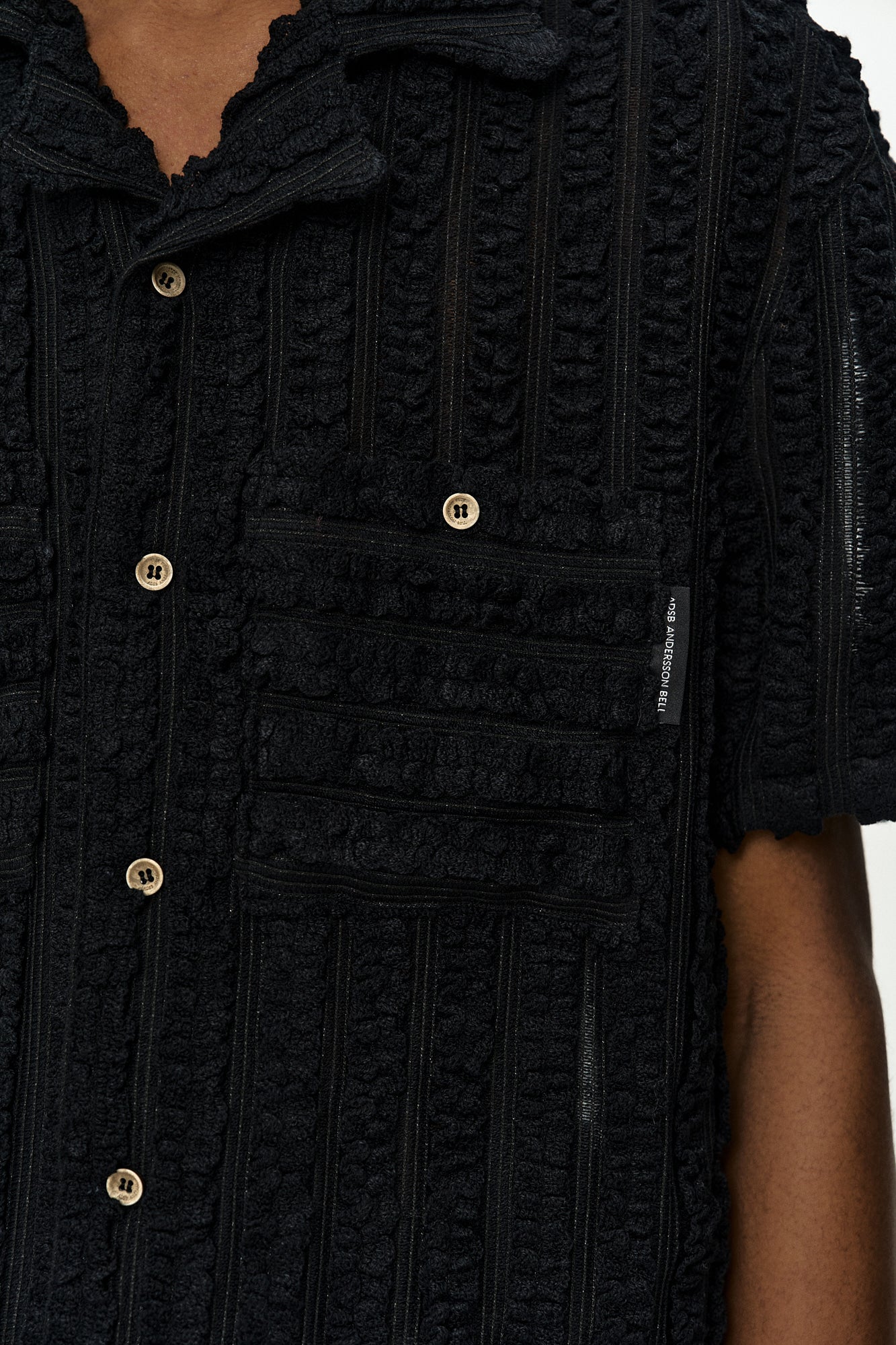 Andersson Bell - Kenley Knitted Open Collar Shirt (Black) product image 5 | TRAB K-Fashion Australia