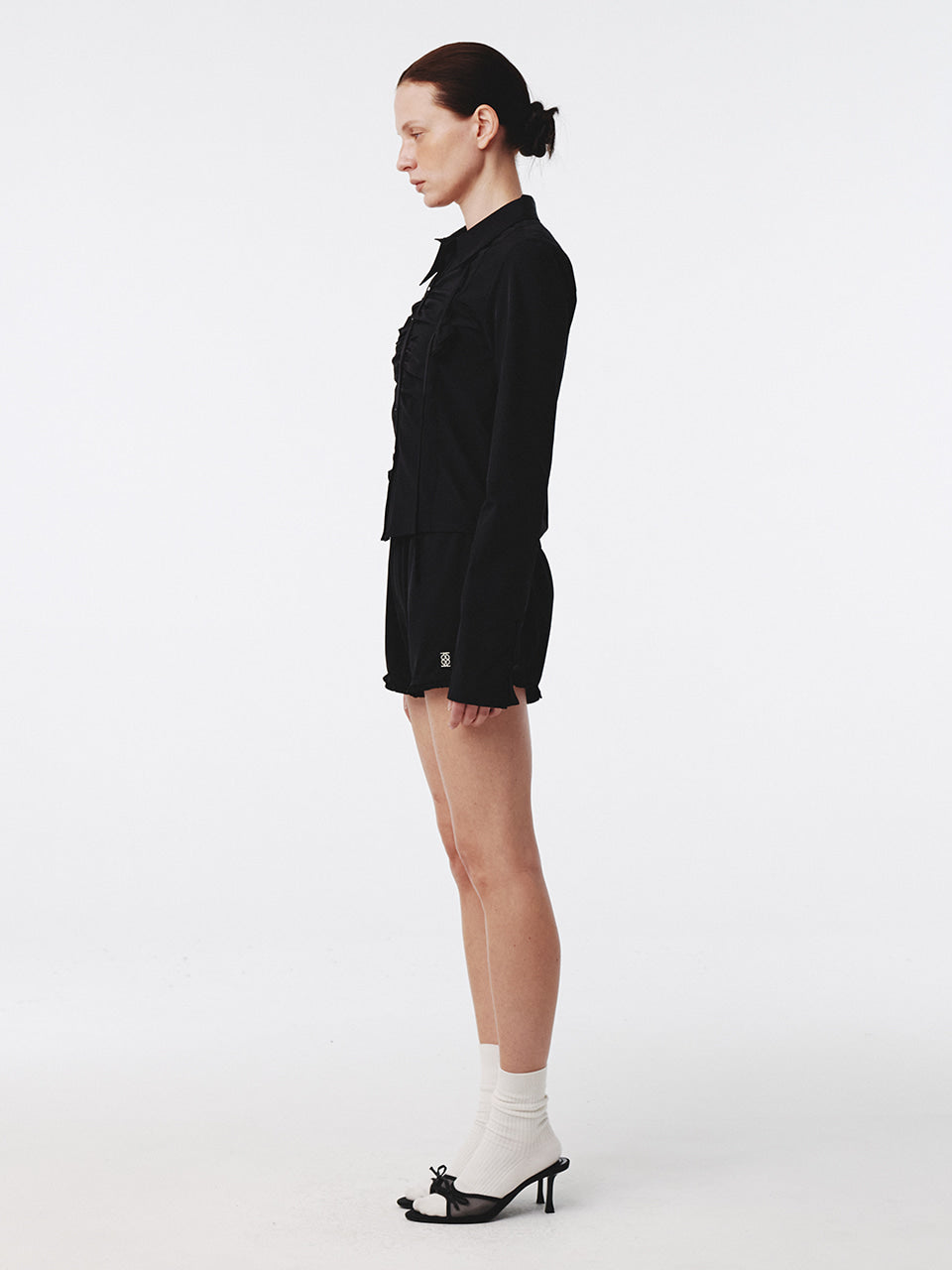 Kijun - Corsage Shirring Shirt (Black) product image 4 | TRAB K-Fashion Australia