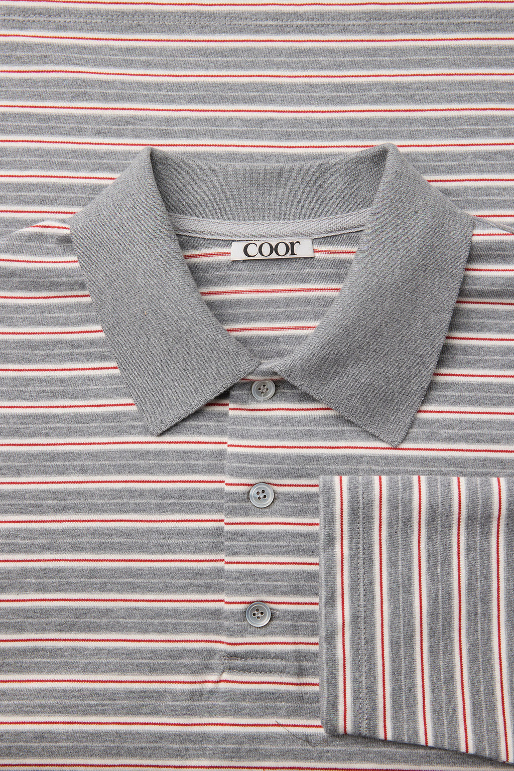 Coor - Multi Pin Pique Polo Long Sleeve (Light Gray) product image 5 | TRAB K-Fashion Australia