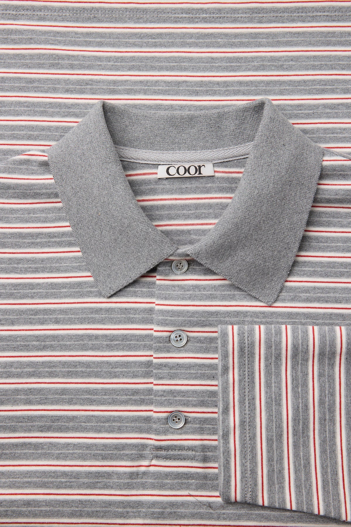 Coor - Multi Pin Pique Polo Long Sleeve (Light Gray) product image 5 | TRAB K-Fashion Australia