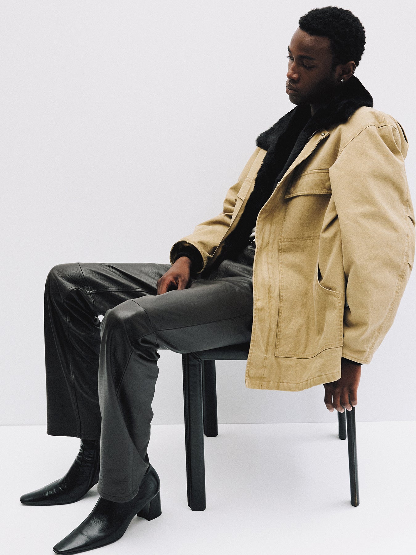 Tonywack - Fur Trimmed Garment Washed Chore Jacket (Beige) product image 11 | TRAB K-Fashion Australia