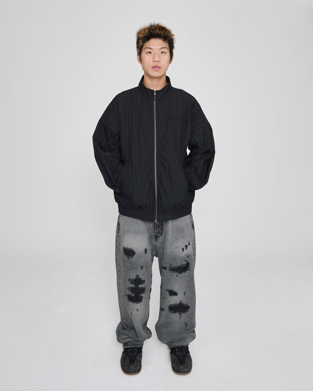 yeseyesee - Windowpane Zip Blouson (Black) product image 7 | TRAB K-Fashion Australia