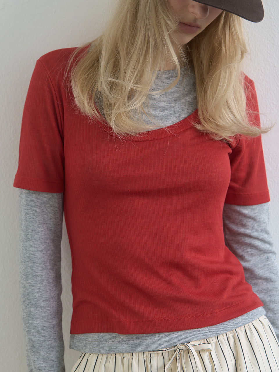 Kijun - Layered Jersey Top (Red) product image 6 | TRAB K-Fashion Australia