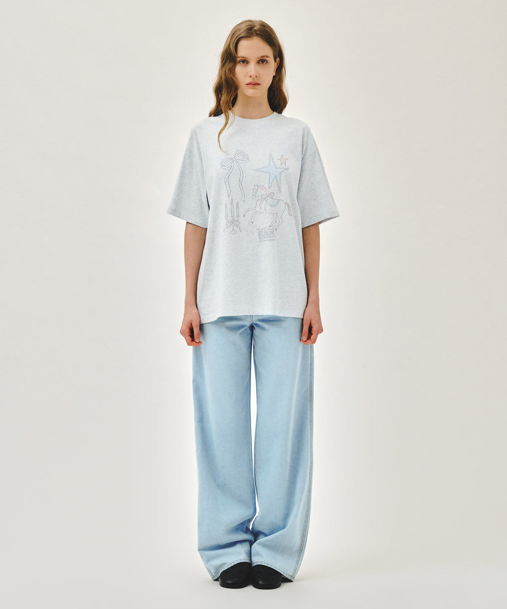 Marithe & Francois Girbaud - Unicorn Graphic Oversized Tee (Light Heather Gray) product image 5 | TRAB K-Fashion Australia