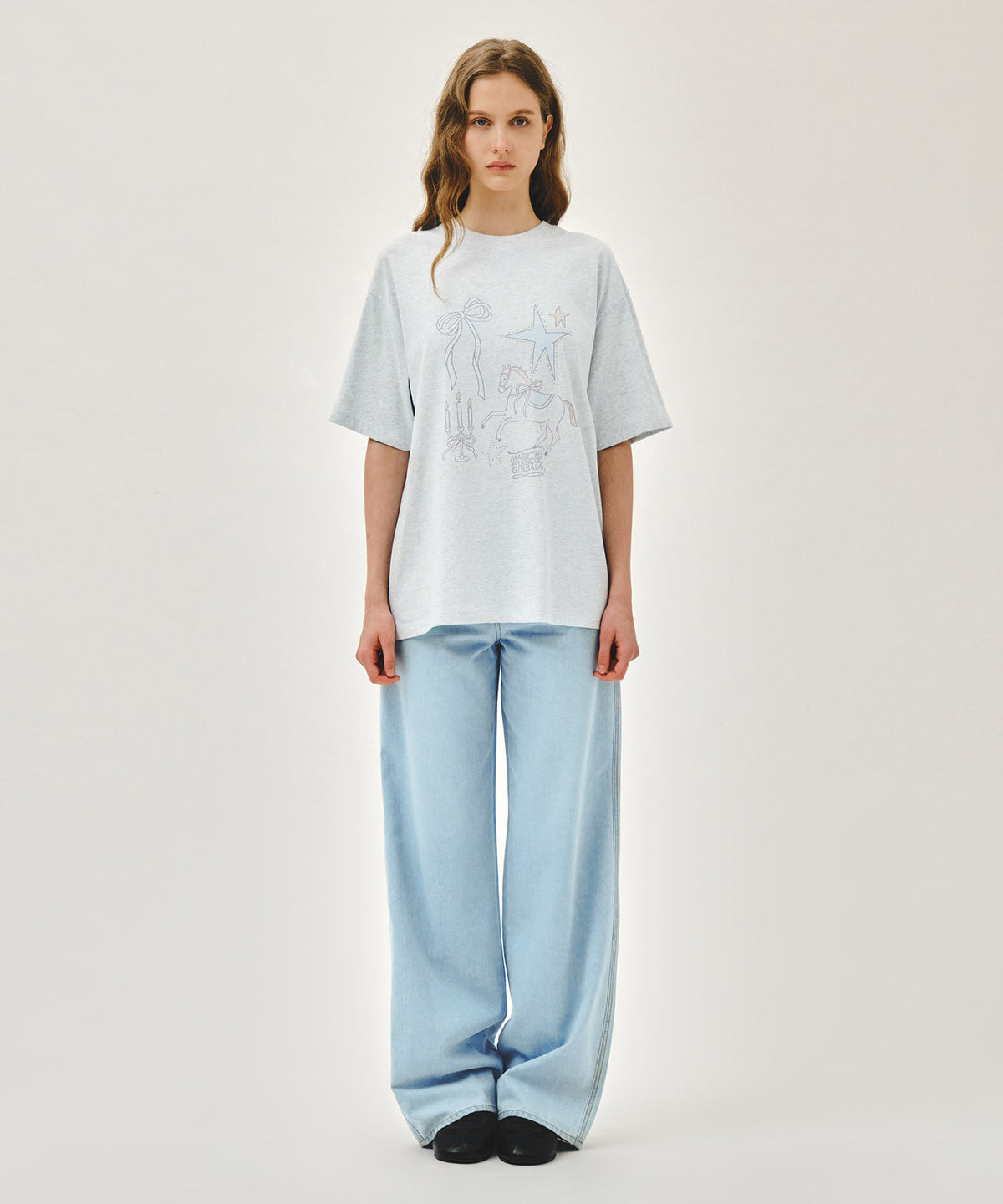Marithe & Francois Girbaud - Unicorn Graphic Oversized Tee (Light Heather Gray) product image 5 | TRAB K-Fashion Australia