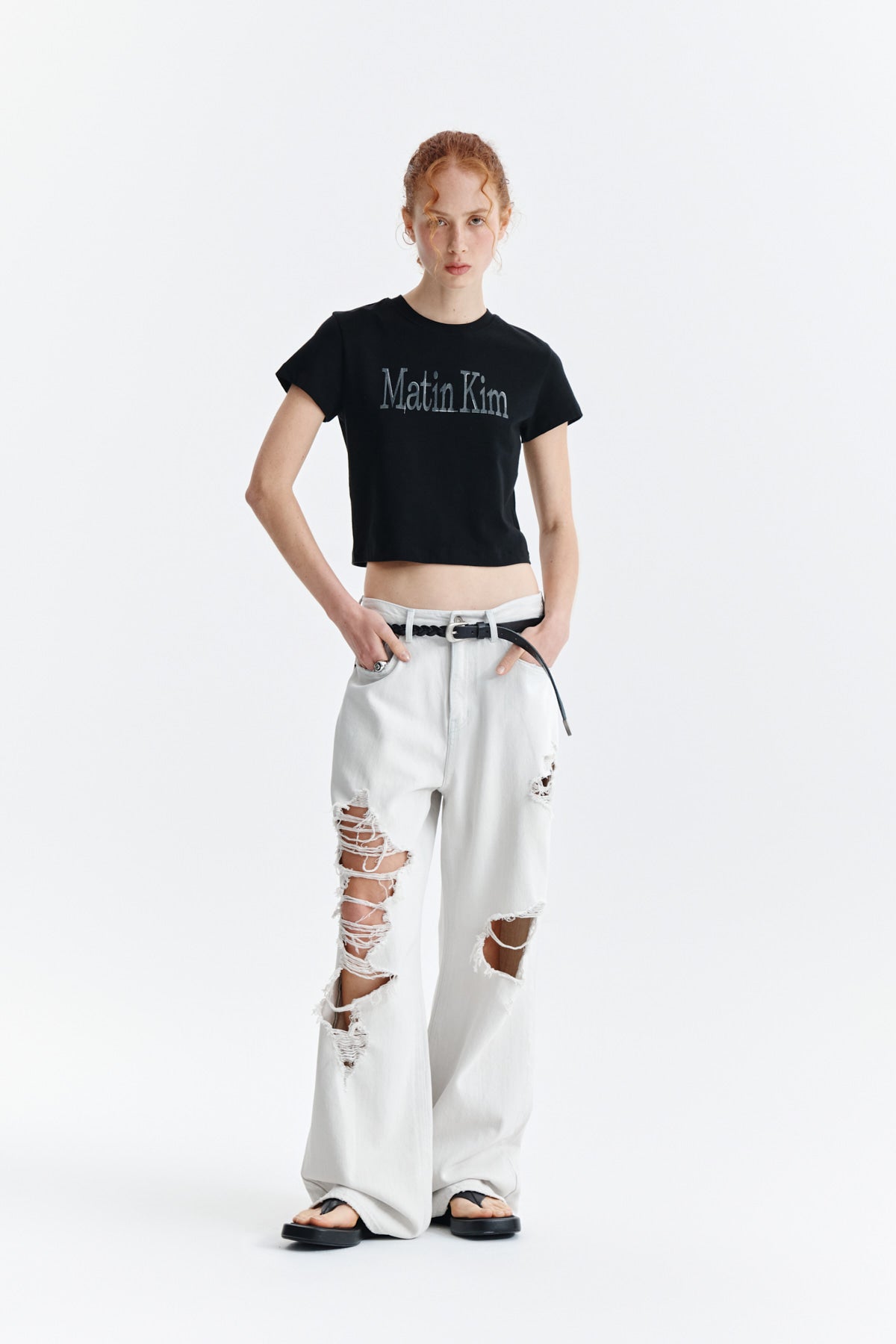 Matin Kim - Pattern Artwork Logo Crop Top (Black) product image 8 | TRAB K-Fashion Australia