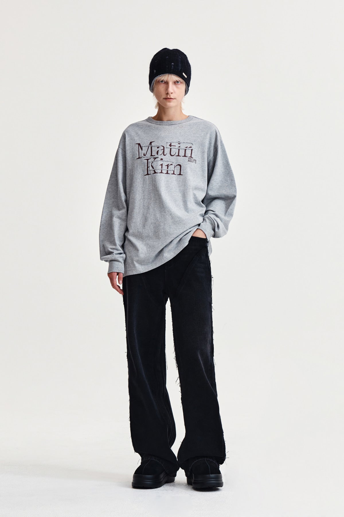 Matin Kim - Patch Graphic Long Sleeve Top (Grey) product image 8 | TRAB K-Fashion Australia
