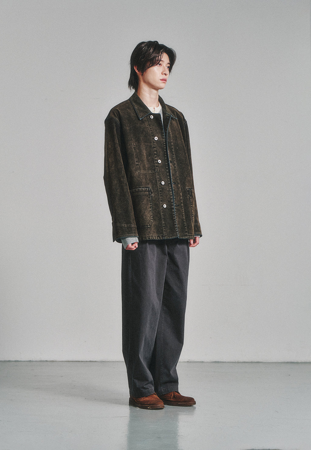 Art if acts - Flocked Denim French Work Jacket (Mud Indigo) product image 3 | TRAB K-Fashion Australia