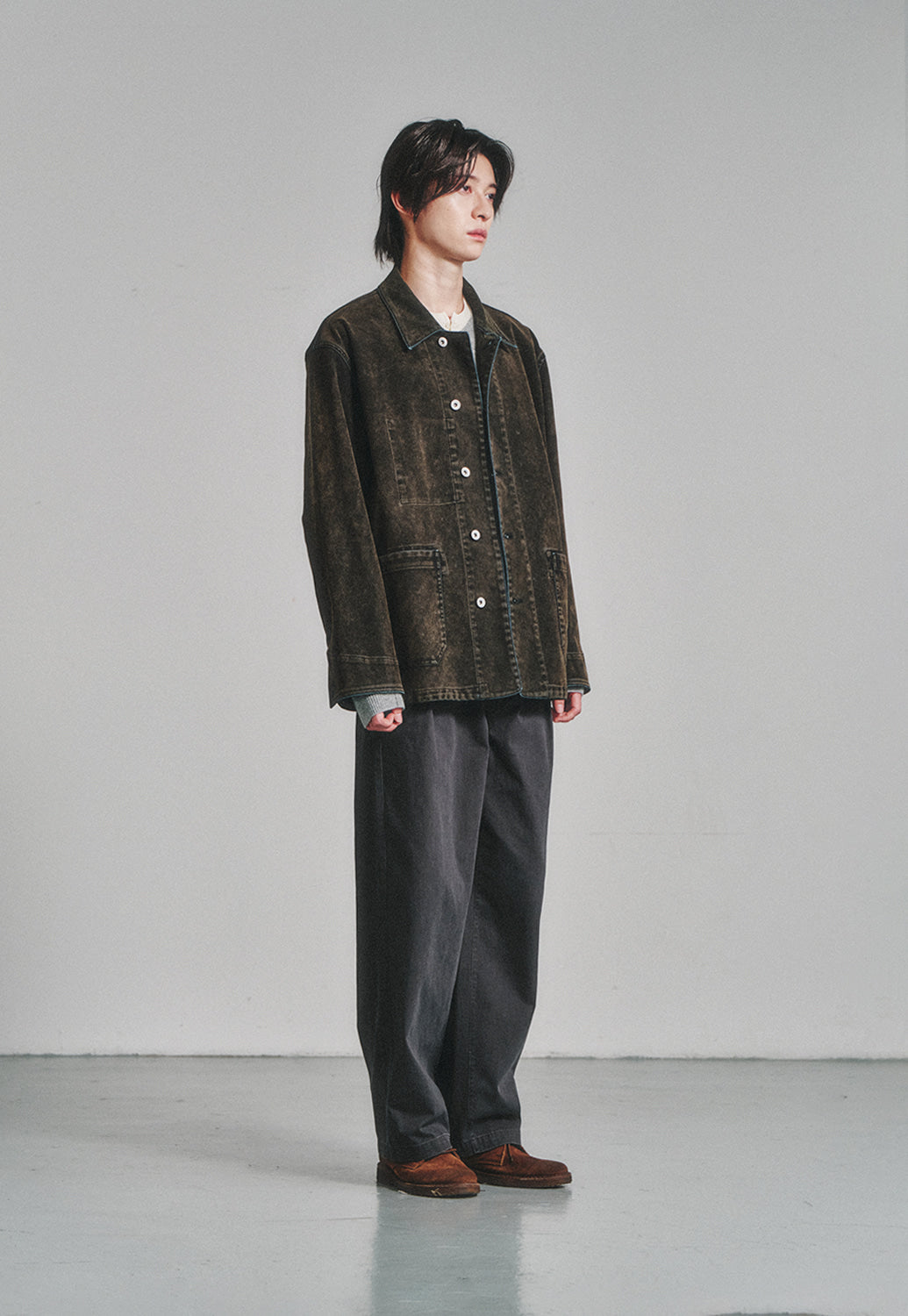 Art if acts - Flocked Denim French Work Jacket (Mud Indigo) product image 3 | TRAB K-Fashion Australia