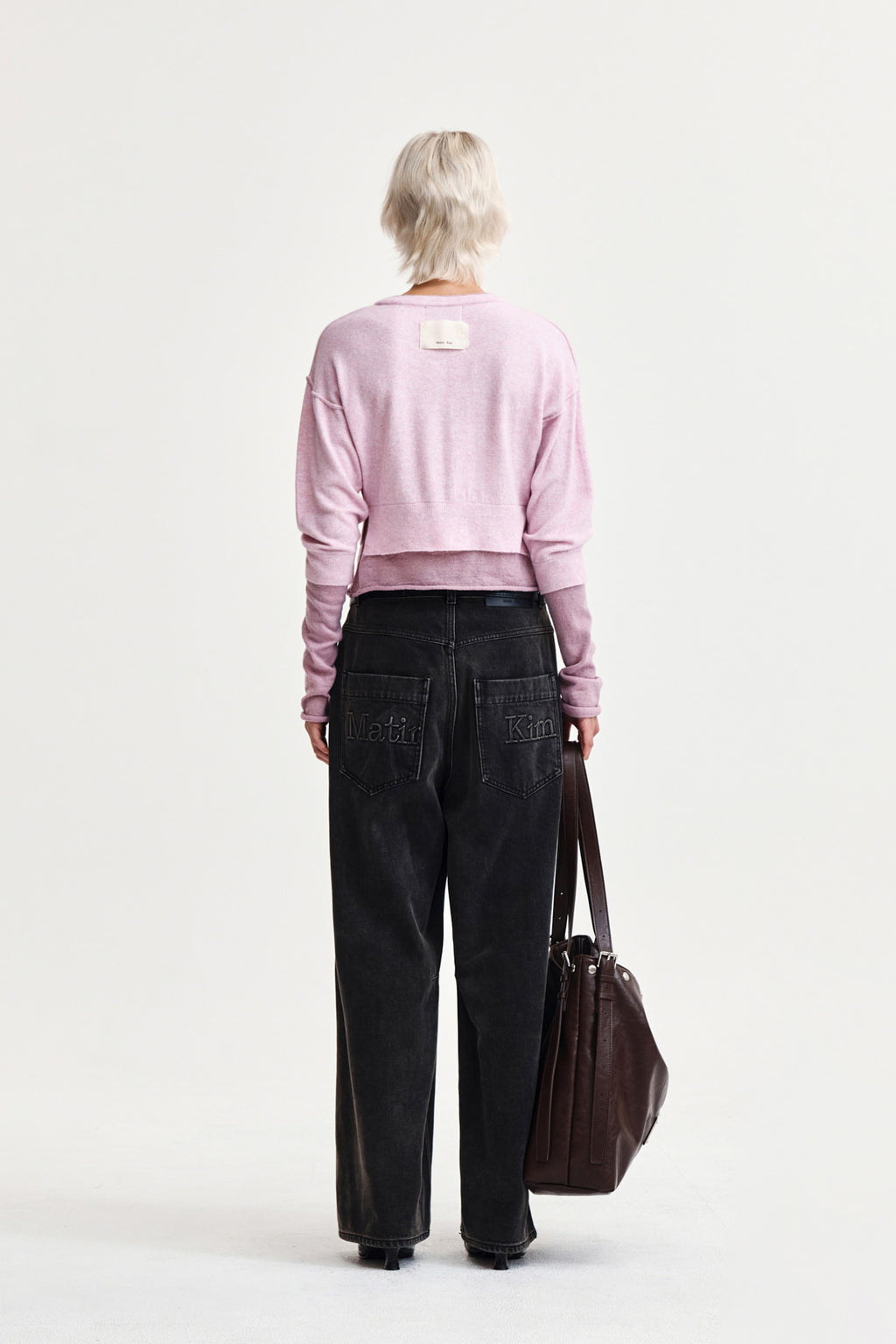 Matin Kim - Back Logo Wide Denim Pants (Charcoal) product image 7 | TRAB K-Fashion Australia