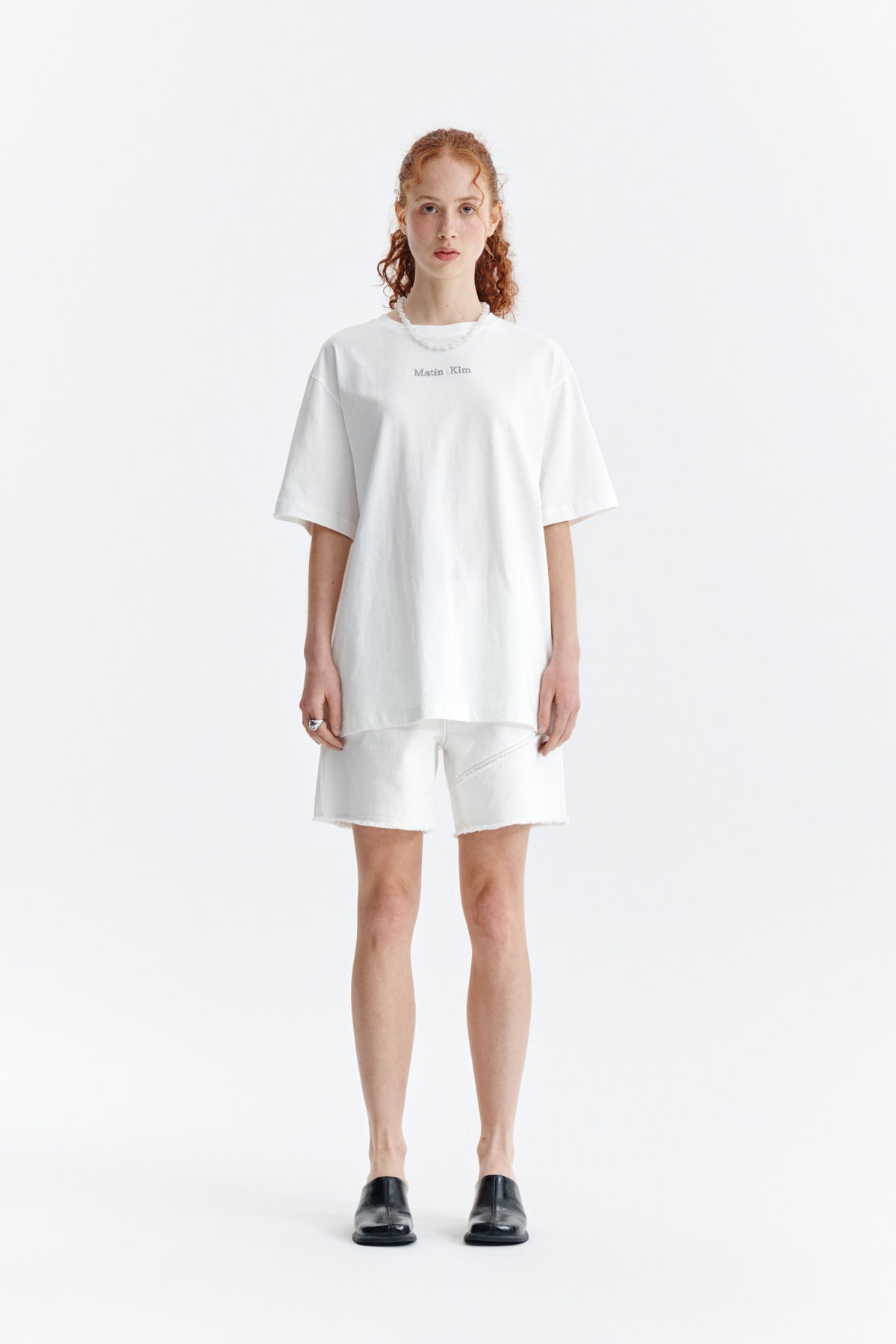 Matin Kim - Embroidery Small Logo Oversize Top (White) product image 5 | TRAB K-Fashion Australia