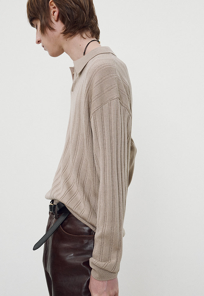 Tonywack - Merino Wool Open Collar Sweater (French Beige) product image 3 | TRAB K-Fashion Australia