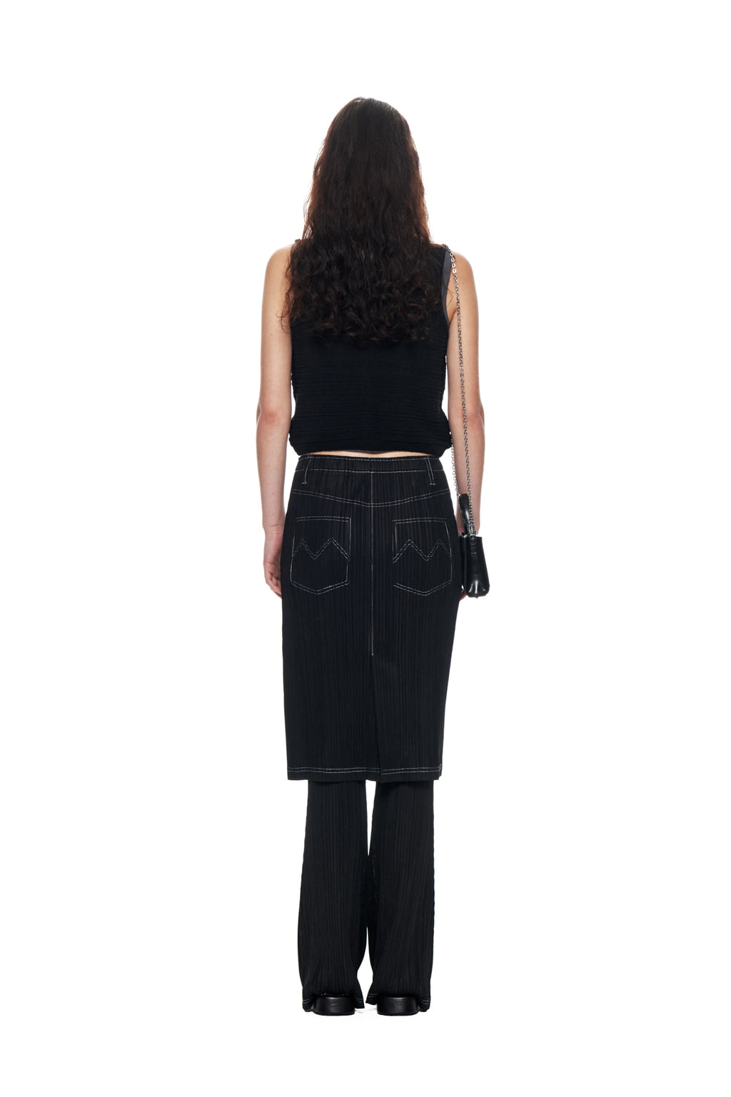 Matin Kim - Pleats Stitch Layered Skirt (Black) product image 7 | TRAB K-Fashion Australia