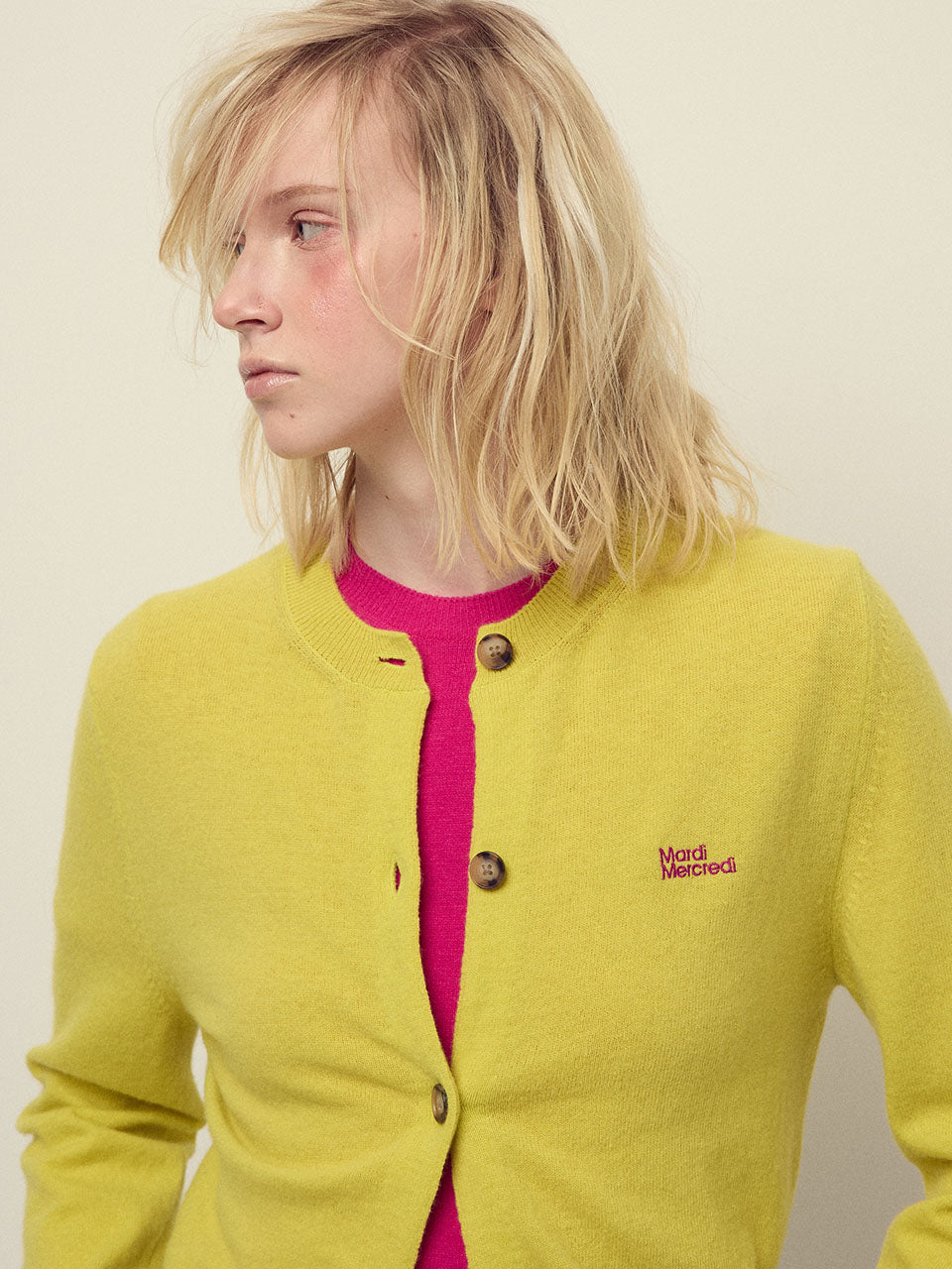 Mardi Mercredi - Cashmere Blended Cardigan Round Neck Essential (Yellow) product image 1 | TRAB K-Fashion Australia