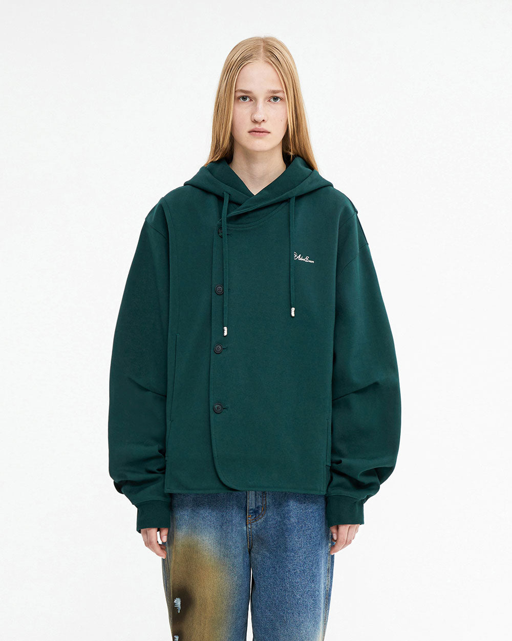 Ader Error - Fluic logo hoodie zip-up (Green) product image 1 | TRAB K-Fashion Australia