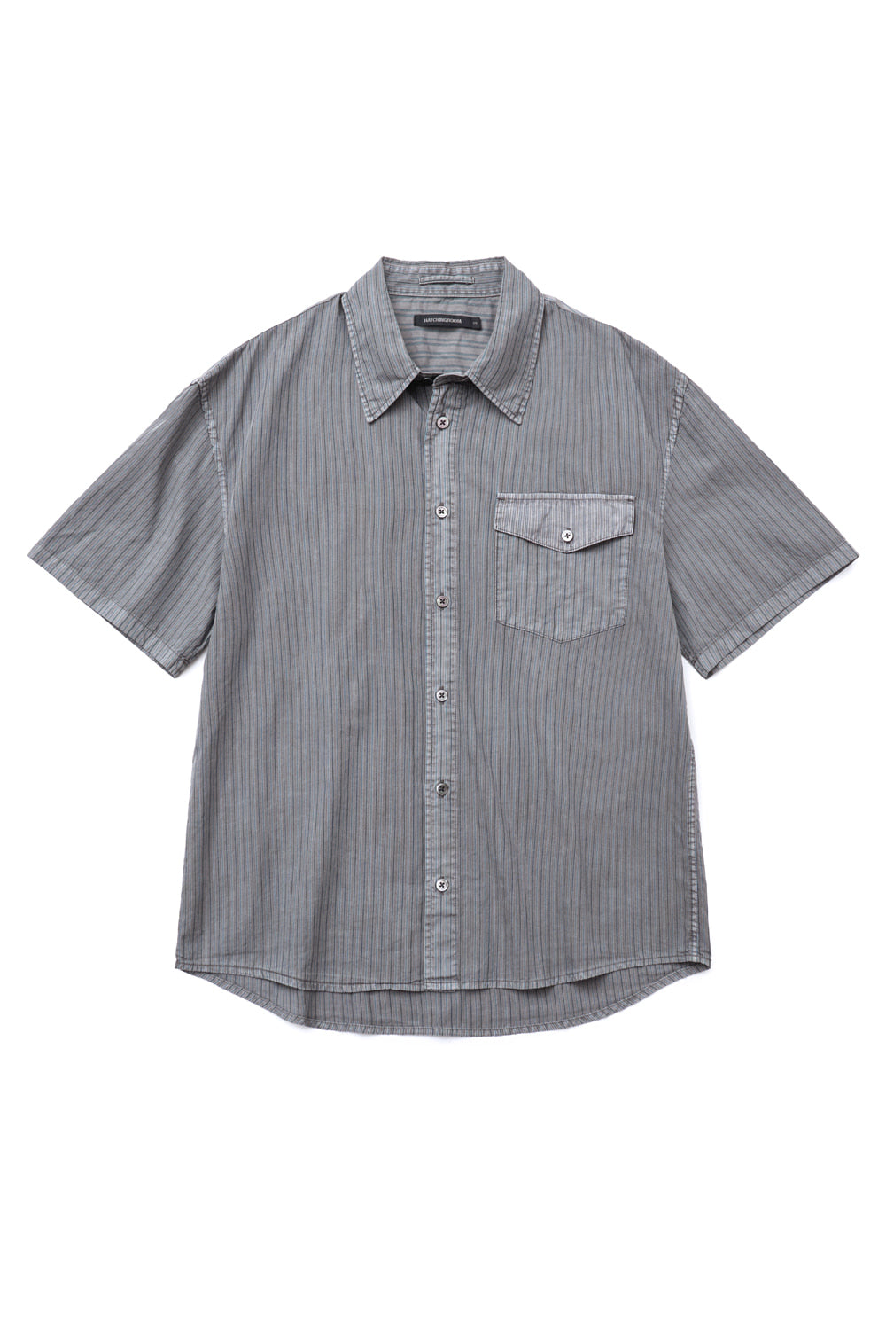 Hatchingroom - Crop Shirt Over Dyed Stripe (Grey) product image 2 | TRAB K-Fashion Australia