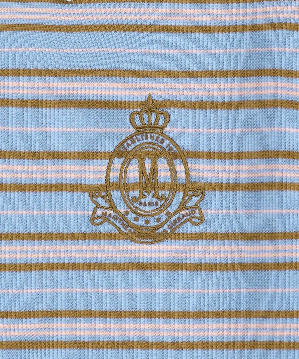 Marithe & Francois Girbaud - Stripe Slim Crop Collar Tee (Light Blue) product image 9 | TRAB K-Fashion Australia