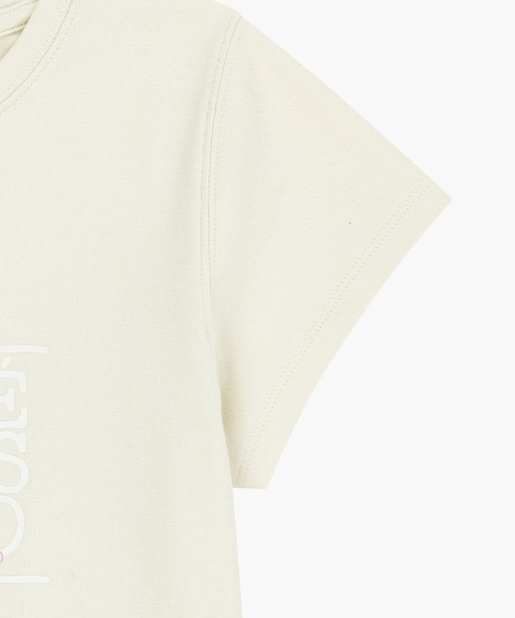 Marithe & Francois Girbaud - Flower Classic Logo Cap Sleeve Slim Crop Tee (Cream) product image 9 | TRAB K-Fashion Australia