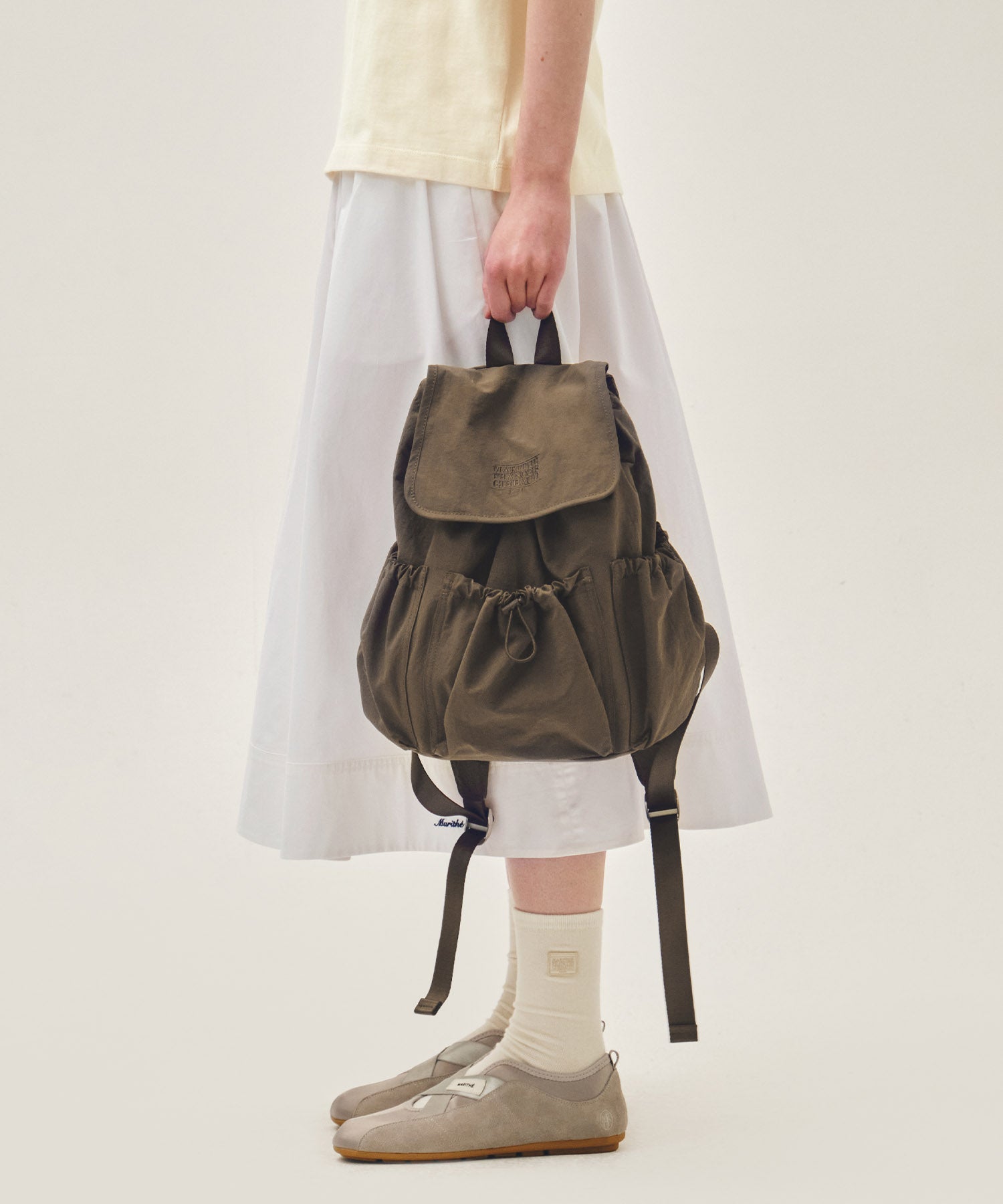 Marithe & Francois Girbaud - Classic Logo Stopper Pocket Backpack (Brown) product image 9 | TRAB K-Fashion Australia