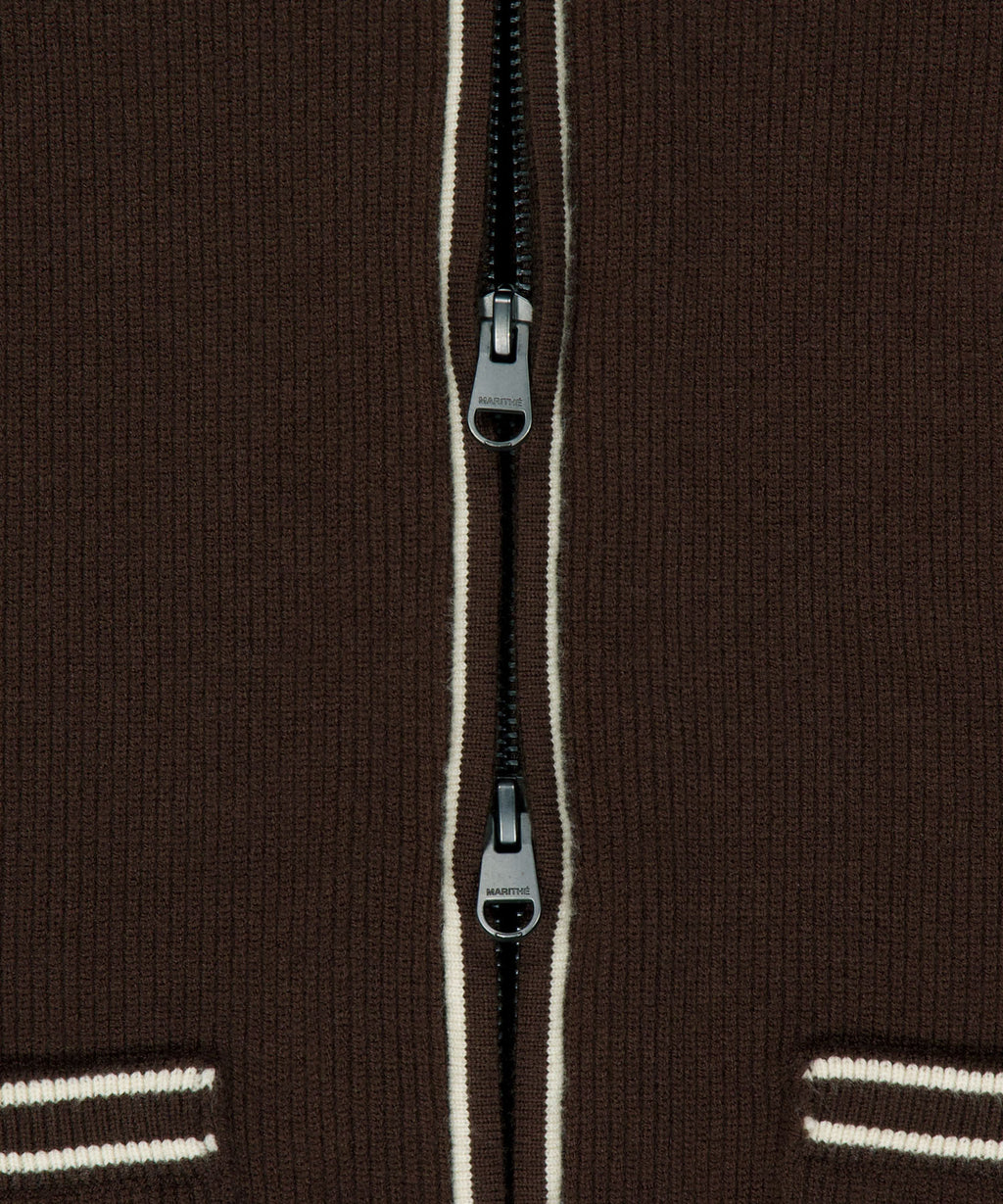 Marithe & Francois Girbaud - Big Collar Zip-up Cardigan (Brown) product image 9 | TRAB K-Fashion Australia