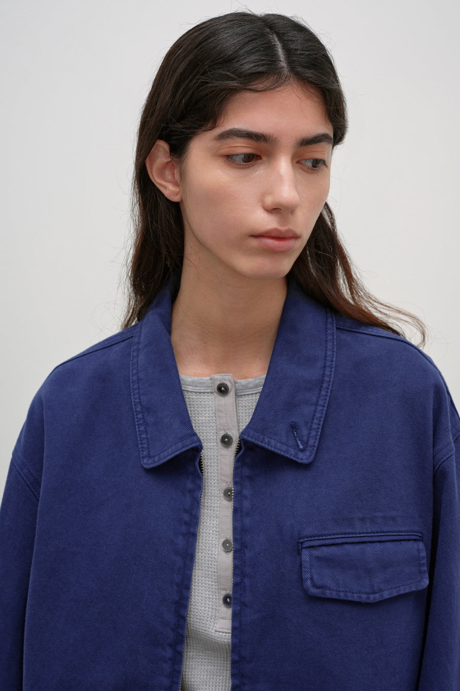 Insilence - French Blue Cotton Jacket (French Blue) product image 1 | TRAB K-Fashion Australia